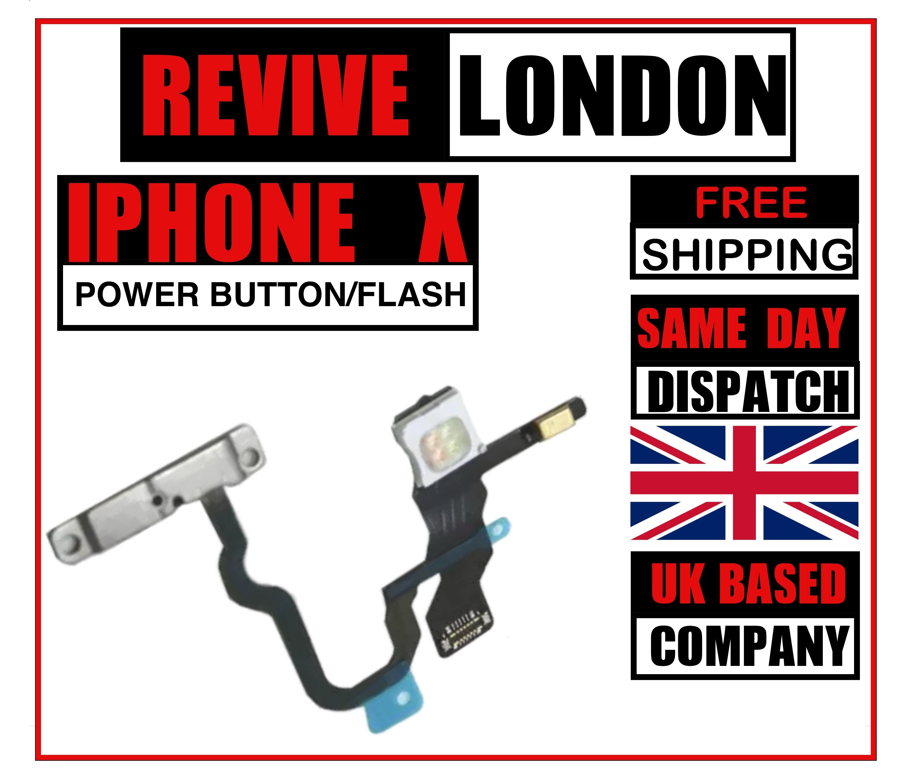 For Apple iPhone X Replacement Power and Top Microphone Flex with Flash