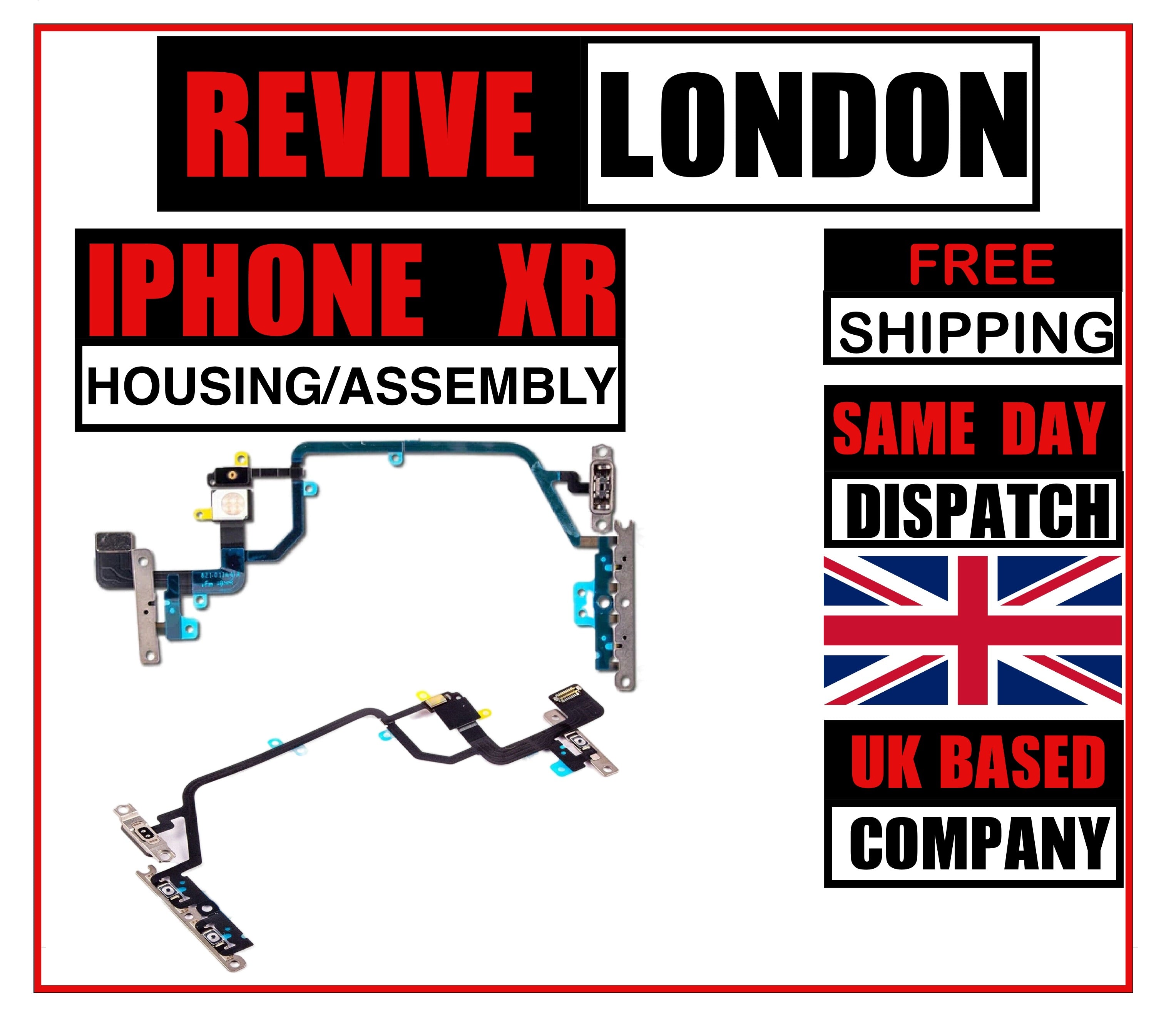 For iPhone XR Replacement Power Flex Cable Volume Buttons & Mute Switch With Brackets