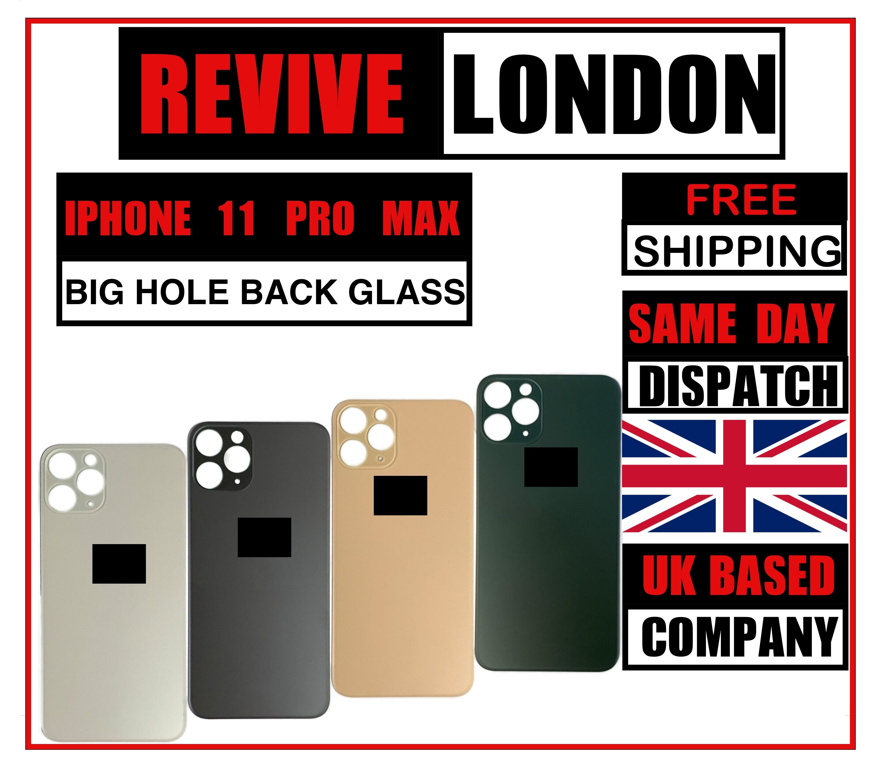 For iPhone 11 Pro Max Replacement Back Glass Rear Glass Battery Cover Big Hole