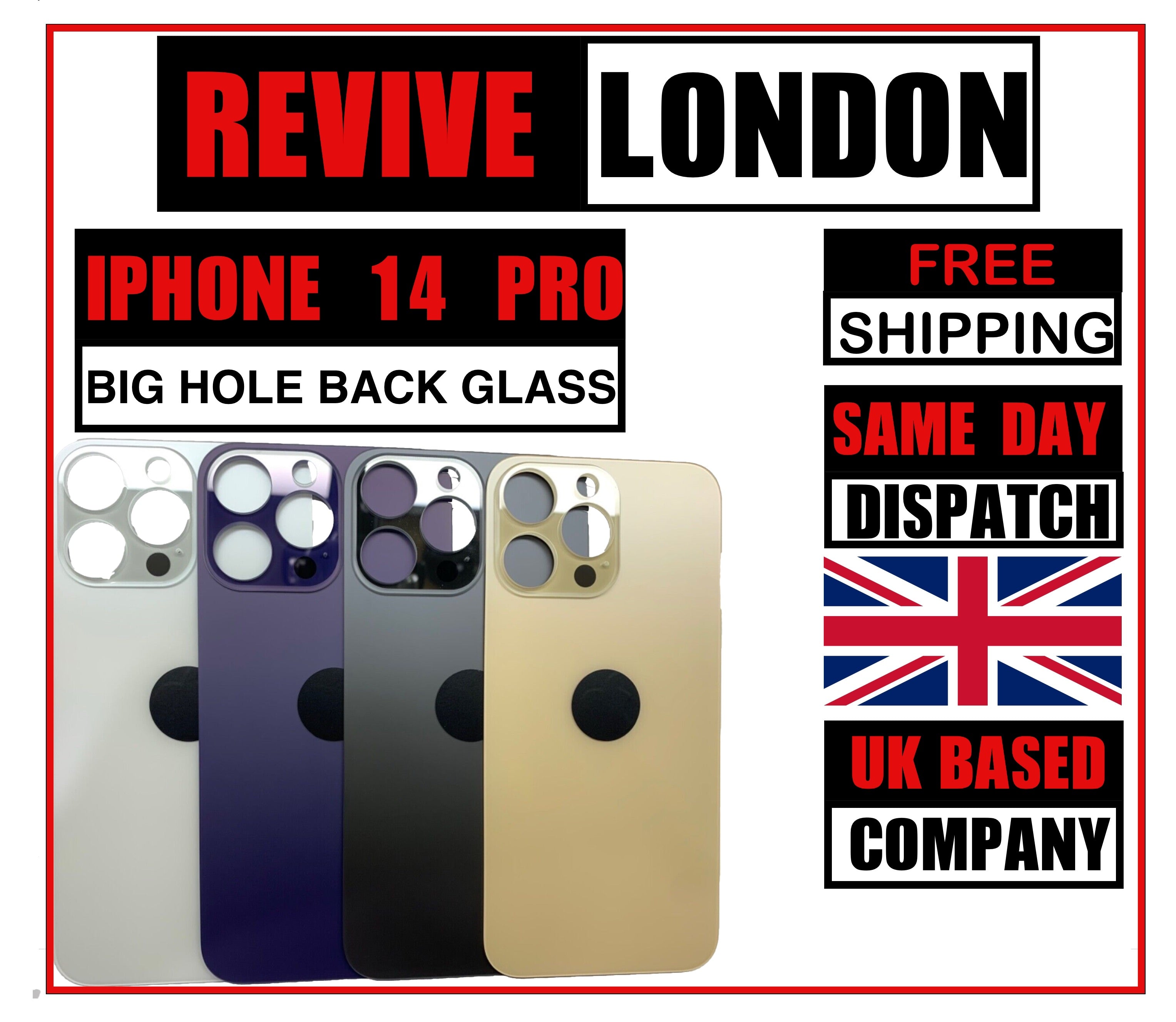 For iPhone 14 Pro Replacement Back Glass Rear Glass Battery Cover Big Hole
