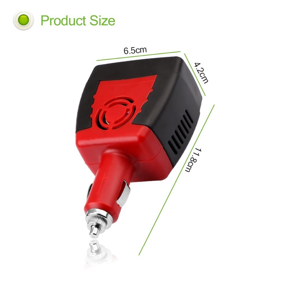 150W Car Power Inverter – 12V DC to 110V/220V AC + USB Output