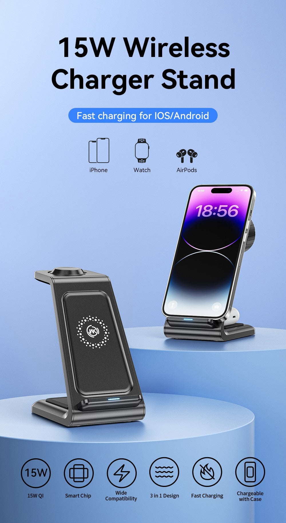 3-in-1 Wireless Charger – Fast & Convenient Charging Solution