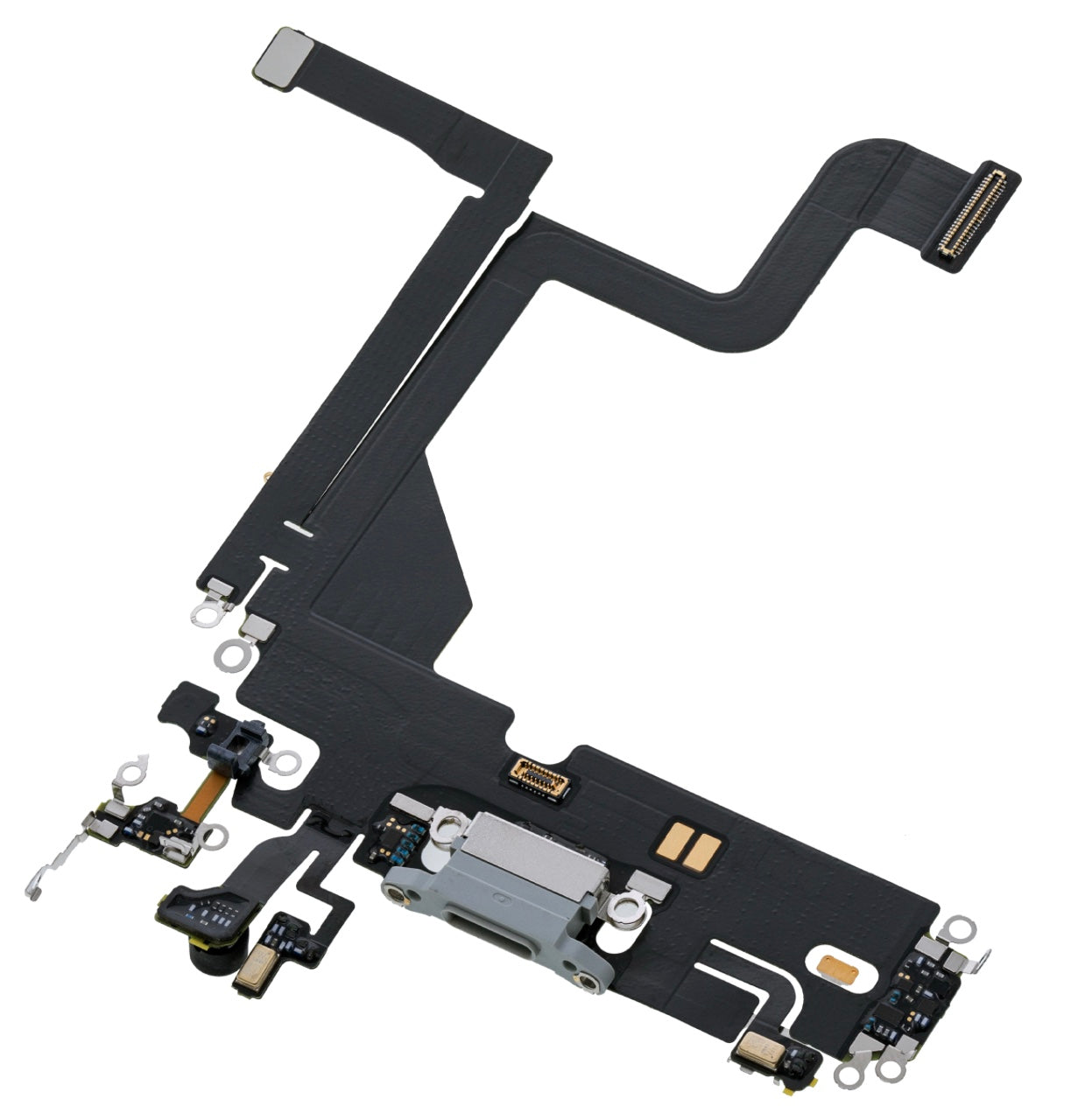 Charging Port Flex Cable Compatible with iPhone 13 Pro – Silver | USB Connector + Microphone | A2483 A2636 A2638 A2639 A2640