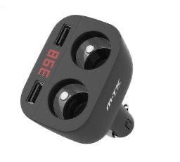 Dual USB & Dual Car Charger Adapter – 12-24V, 5V/3.4A Output, LED Display