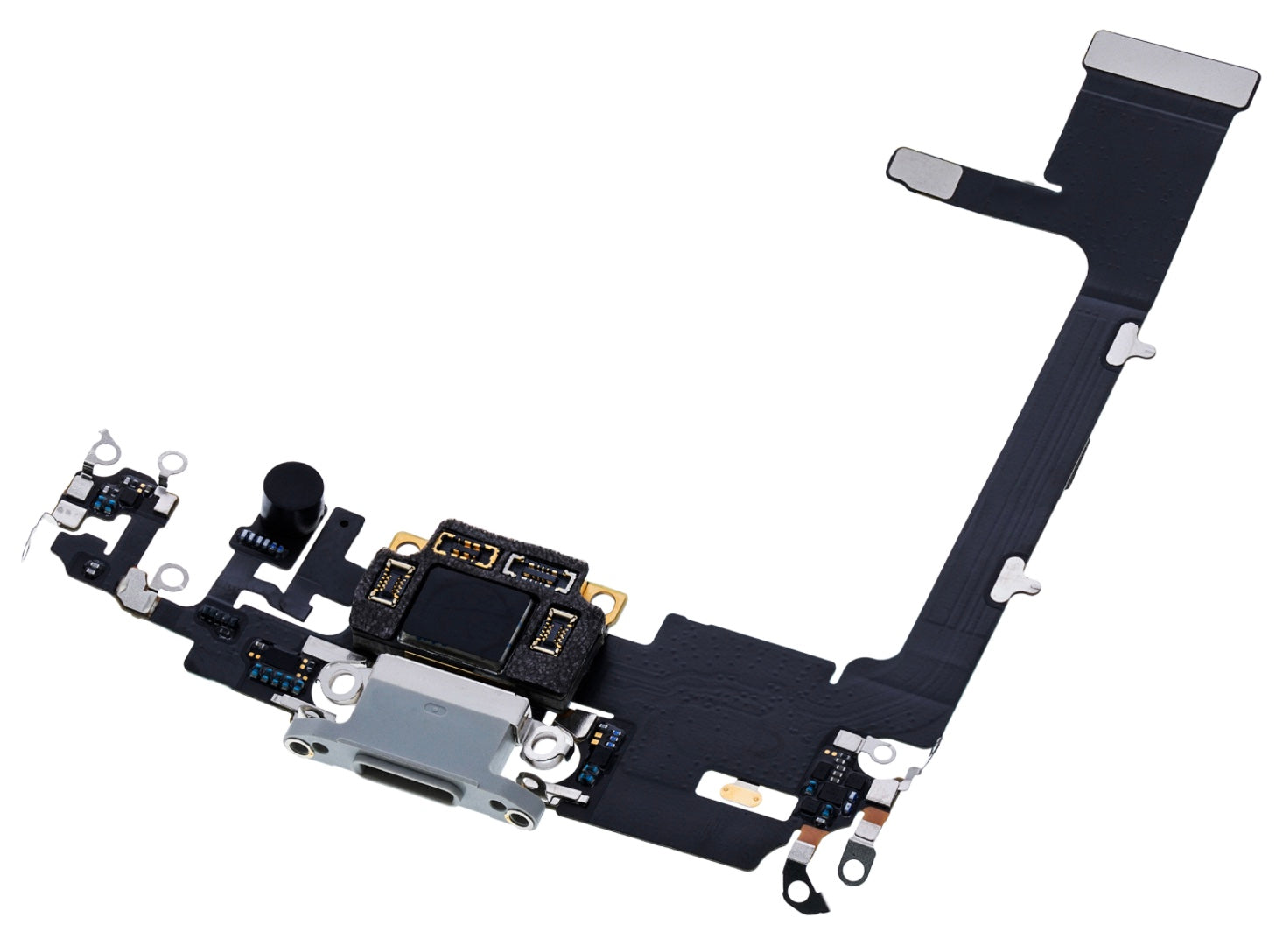Charging Port Flex Cable Sub Board  Compatible with iPhone 11 Pro – Silver USB Connector with Microphone | A2160 A2215 A2217