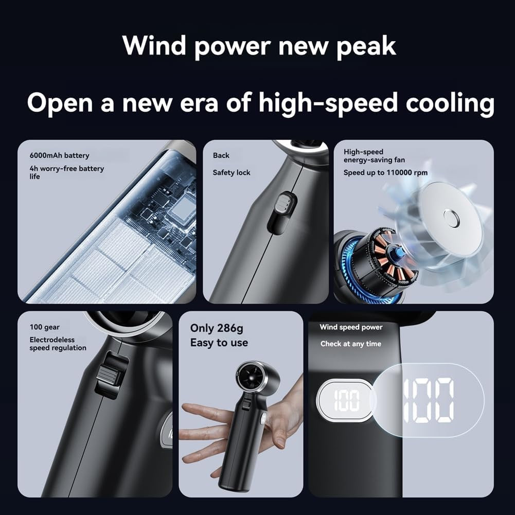 Rechargeable Compressed Air Duster – Turbo Blower with Digital Display & Adjustable Speed
