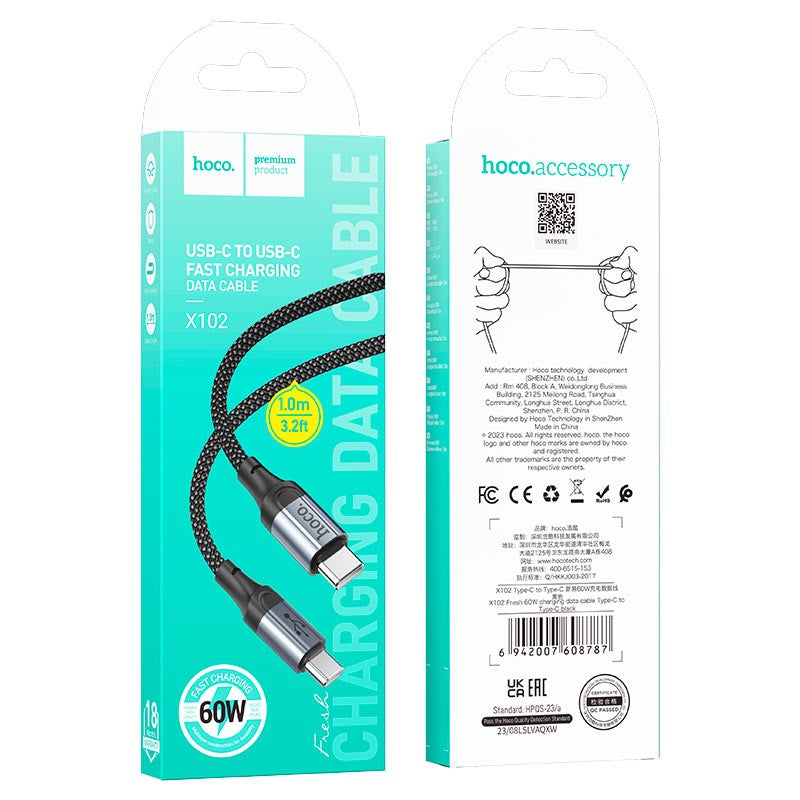 60W Braided Fast Charging Cable – 1M Safe & Anti-Bending USB Cable