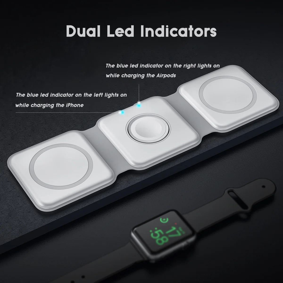 3-in-1 Magnetic Wireless Charger – Fast Charge for Phone, Watch & Earbuds