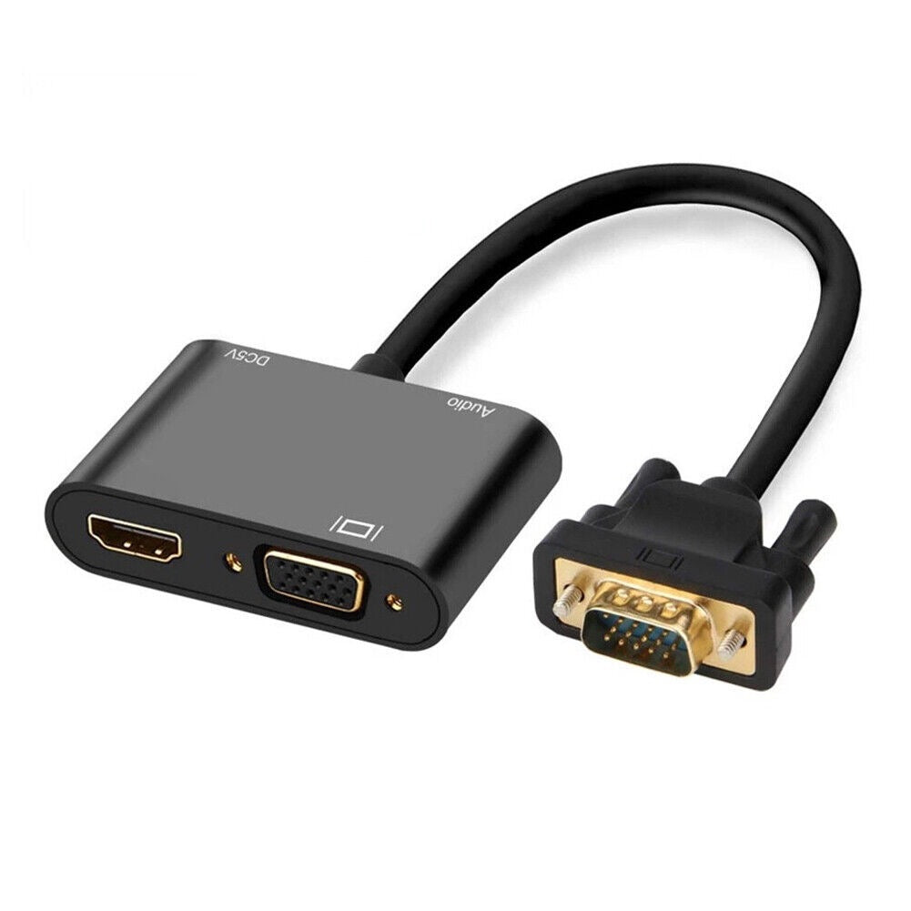 VGA to HDTV + VGA Adapter with Audio – Dual Output Converter