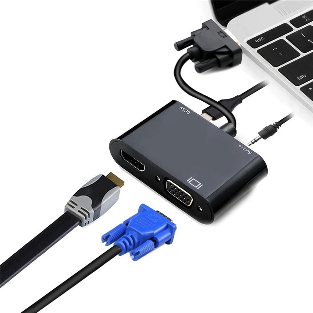 VGA to HDTV + VGA Adapter with Audio – Dual Output Converter