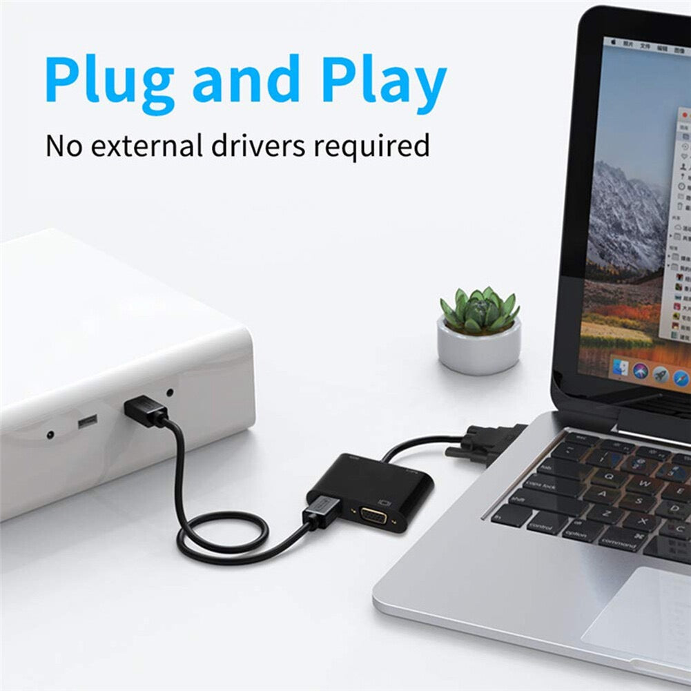 VGA to HDTV + VGA Adapter with Audio – Dual Output Converter