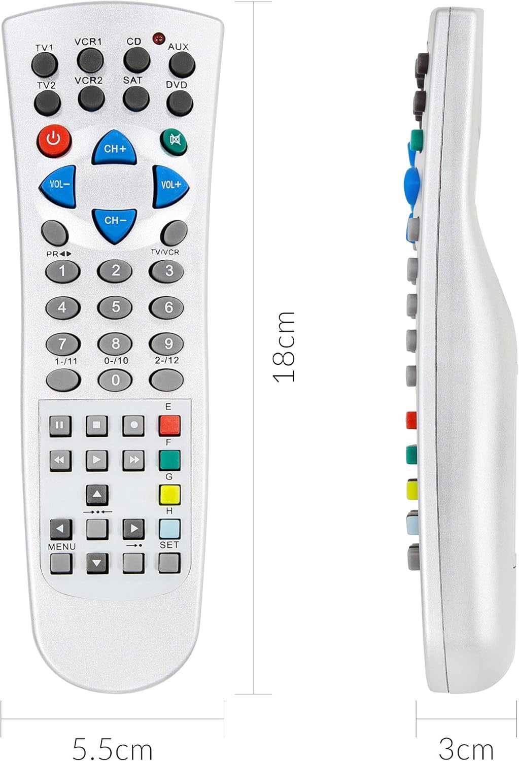 8-in-1 Universal Remote Control – TV, DVD, VCR, SAT, A/C & More