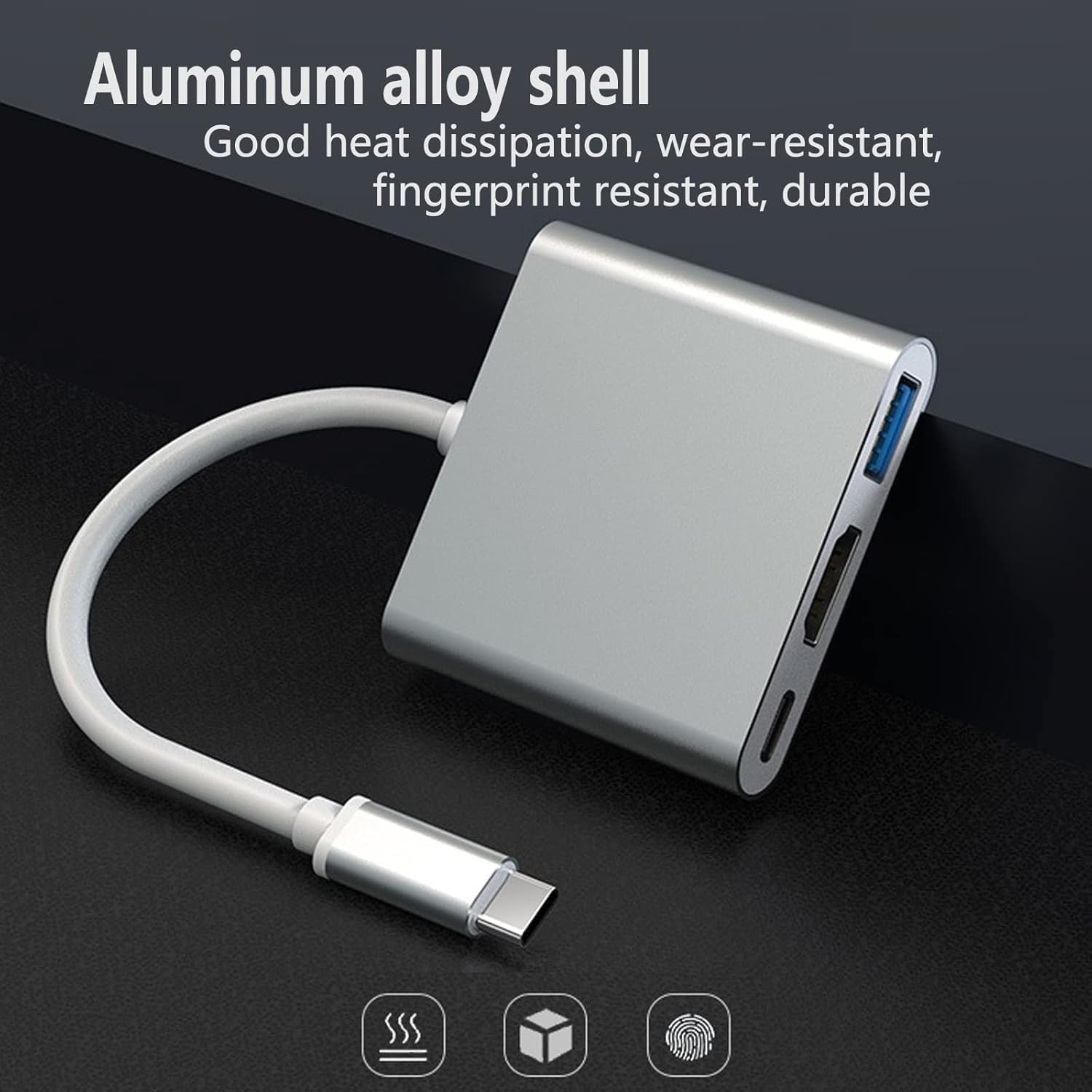 Type-C to HDTV + USB 3.0 + PD Charging Adapter – 3-in-1 Hub for Laptops