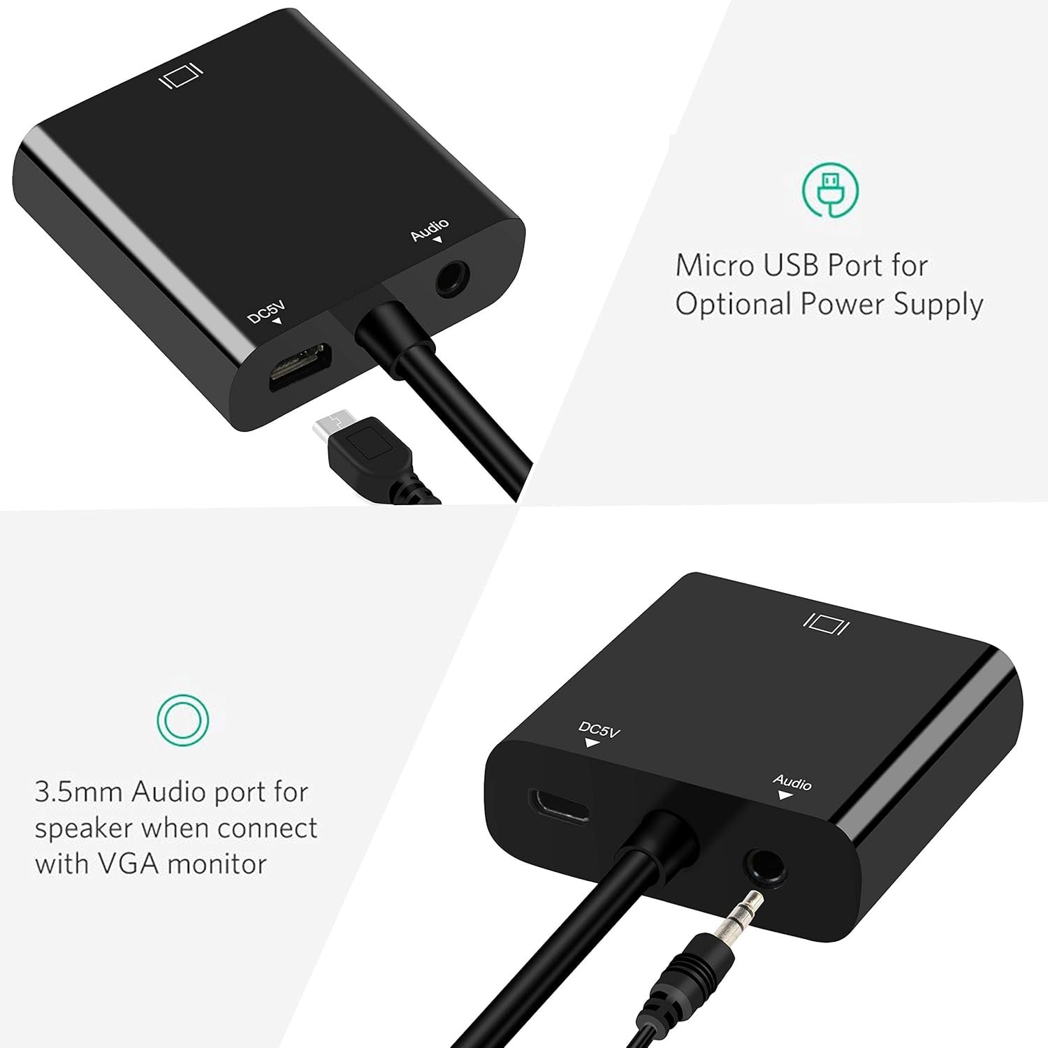 VGA to Micro HDMI Adapter – Legacy VGA to Micro HDMI Display Converter