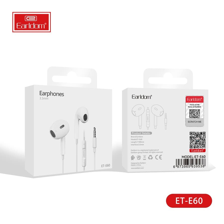3.5mm In-Ear Earphones – Wired Stereo Headset with Mic & Tangle-Free Cable