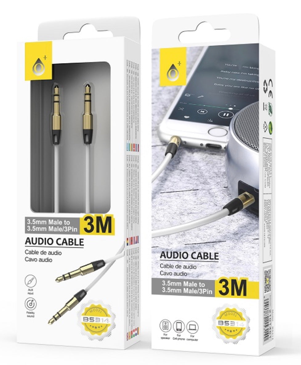 3M AUX Audio Cable – 3.5mm Male-to-Male Stereo Cable for Car, Phone, Speaker
