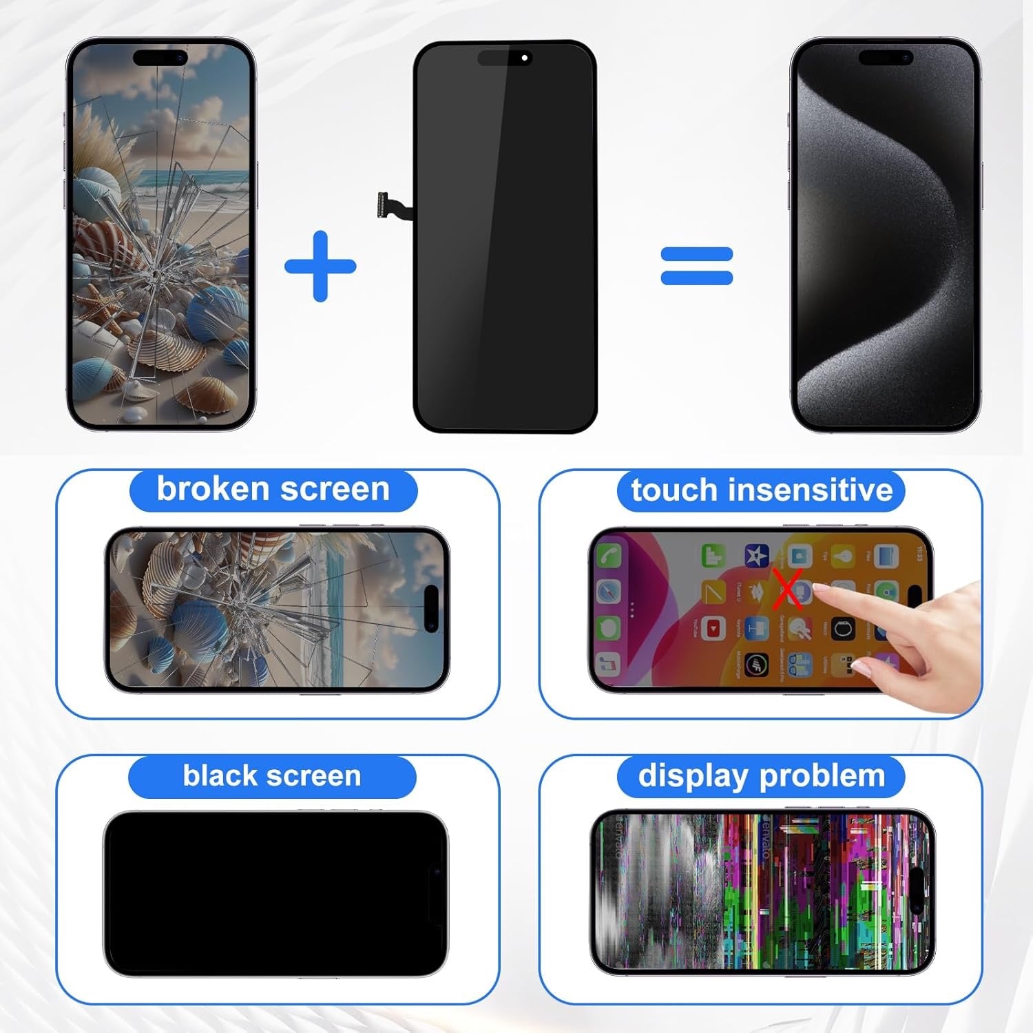iPhone 15 Pro LCD Screen Replacement – Full HD Display with Touch Digitizer | Precision-Fit Aftermarket Repair Part