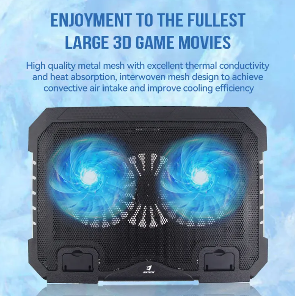 JERTECH Gaming Laptop Cooler Pad – RGB Multi-Fan Cooling | Adjustable Height Stand