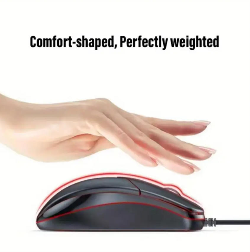 JERTECH Optical Mouse with Blue-Sensor – High-Precision USB Wired Mouse for Office & Everyday Use