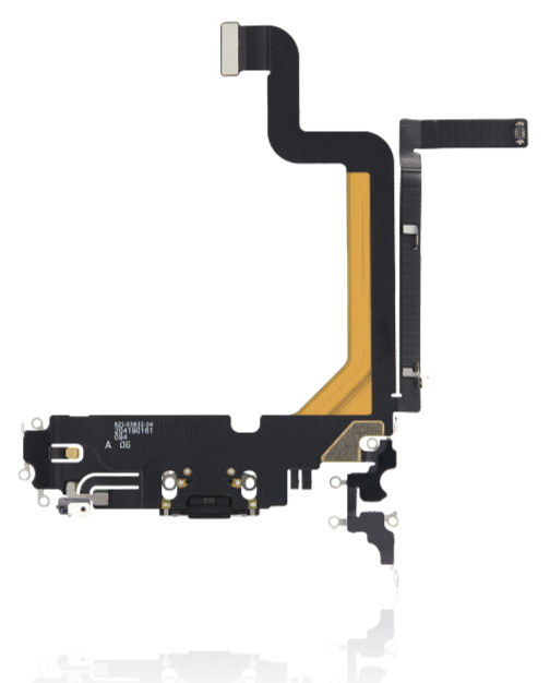 iPhone 14 Pro Max Charging Port Flex – Black OEM-Compatible USB-C Dock + Microphone Flex | Models A2651 A2894 A2896 A2895