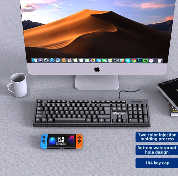 JERTECH Wired Keyboard & Mouse Combo – USB Plug & Play Set | Quiet & Ergonomic Design