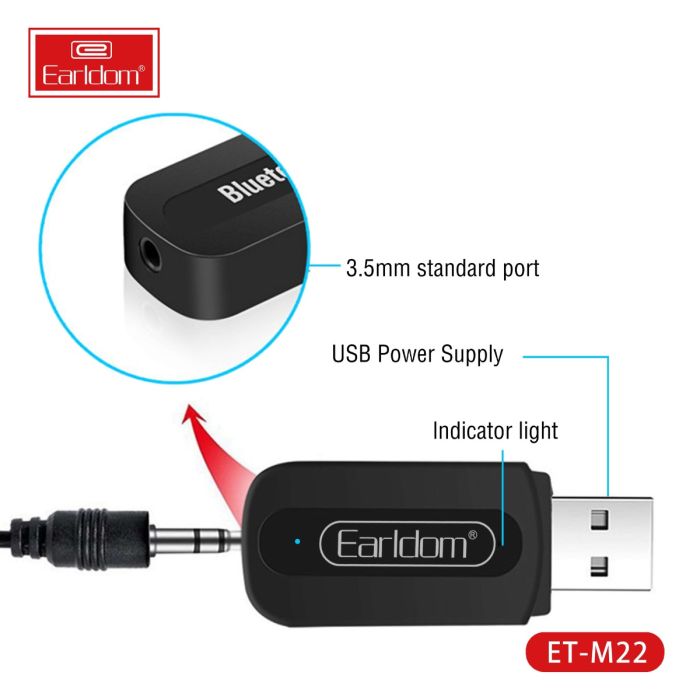 Bluetooth USB Music Receiver Adapter with EDR – Wireless Audio for Car, Home Speakers & PCs