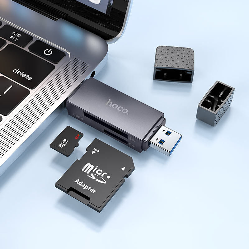 Hoco 2-in-1 Card Reader – USB 3.0 & USB-C Dual Interface Adapter for SD & MicroSD (TF) Cards, Compatible with Laptops, Tablets & Phones