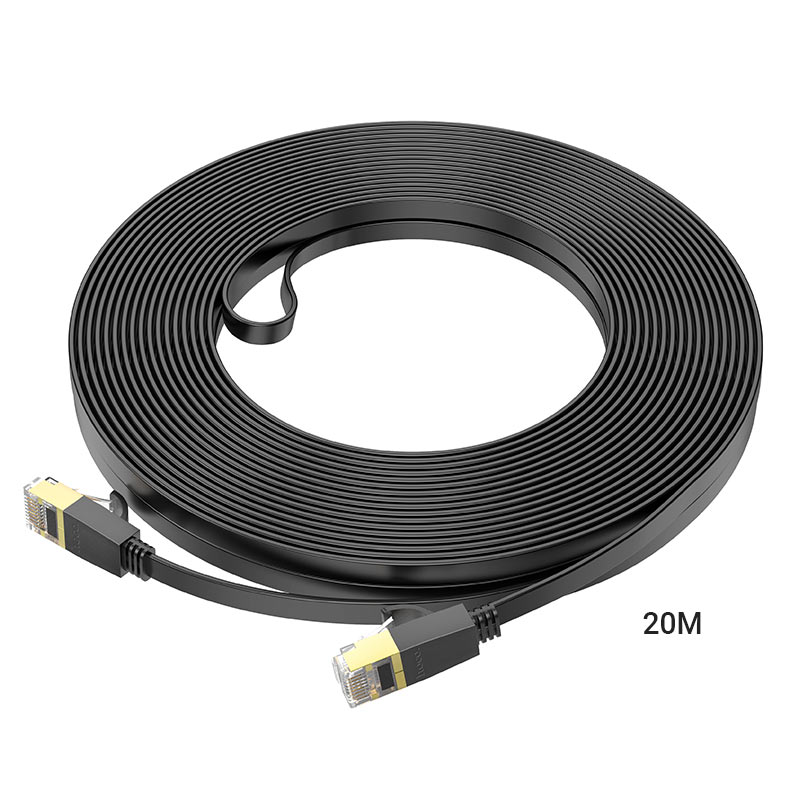 Hoco CAT 6 Flat Ethernet Cable – Pure Copper Gigabit LAN Cable with Anti-Interference Shielding & Tangle-Free Design for High-Speed Networking