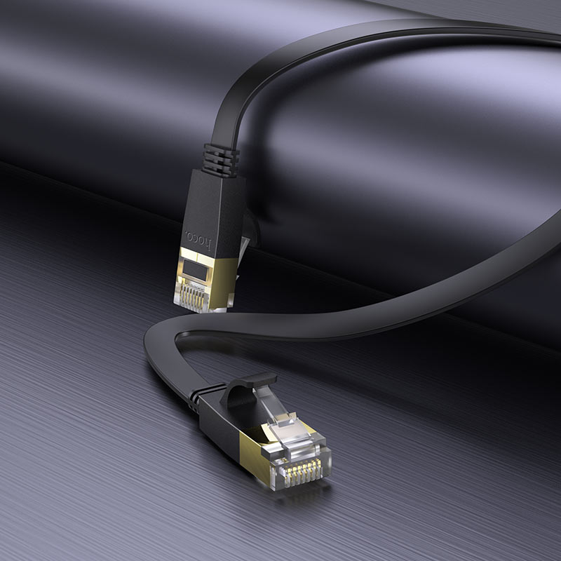 Hoco CAT 6 Flat Ethernet Cable – Pure Copper Gigabit LAN Cable with Anti-Interference Shielding & Tangle-Free Design for High-Speed Networking