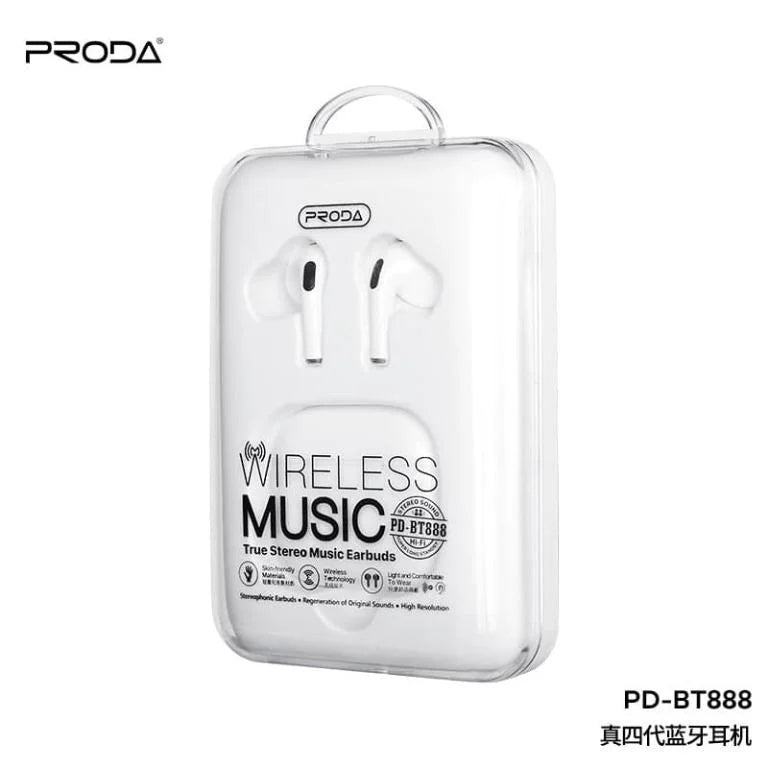 Proda PD-BT888 Gen-4 TWS Bluetooth Wireless Earphone - White