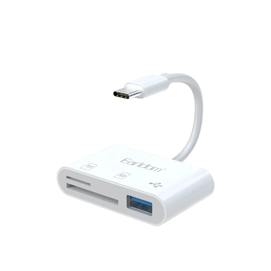 3-in-1 USB-C to OTG Card Reader Adapter – SD, MicroSD & USB for Laptops, Tablets & Phones, Fast Data Transfer for Easy File Management