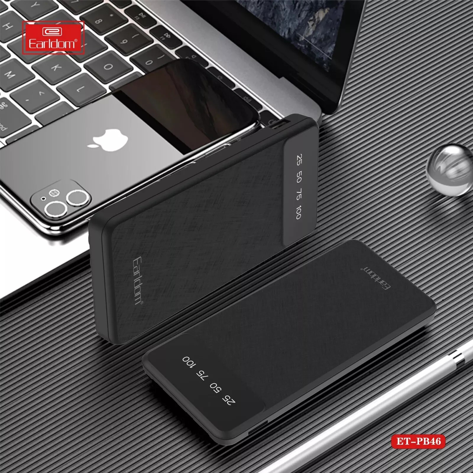 4-in-1 10000mAh Portable Power Bank – Built-in Lightning, USB-C, Micro USB Cables + Universal Adapter